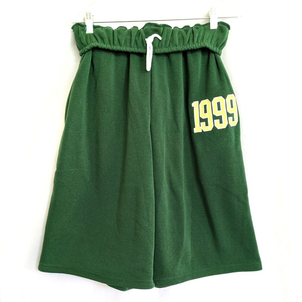 Jolie & Joy Green 1999 Varsity Fleece Sweat Shorts High Waist Paperbag Size S